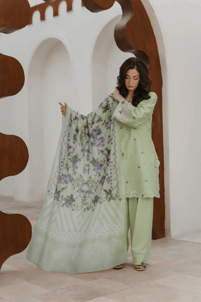 Manara | Eid Pret Collection 26 | GARDENIA-Brand:Manara-Type:Ladies Clothes-Mint Gray-Lawn-House of Maryam- Buy in UK, USA