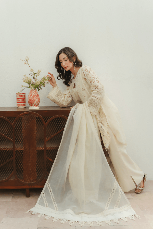 Manara | Eid Pret Collection 26 | JASMINE-Brand:Manara-Type:Ladies Clothes-Ivory-Schiffli-House of Maryam- Buy in UK, USA