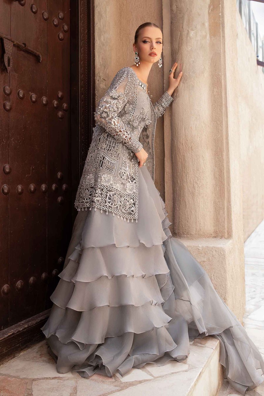 Maria B | Bridal Formals | Alora-Brand:Maria B-Type:Ladies Clothes-Gray-Pure Organza-House of Maryam- Buy in UK, USA