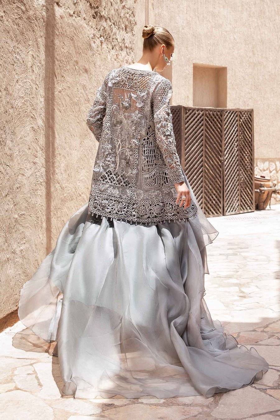 Maria B | Bridal Formals | Alora-Brand:Maria B-Type:Ladies Clothes-Gray-Pure Organza-House of Maryam- Buy in UK, USA