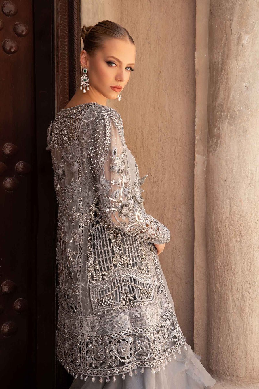 Maria B | Bridal Formals | Alora-Brand:Maria B-Type:Ladies Clothes-Gray-Pure Organza-House of Maryam- Buy in UK, USA