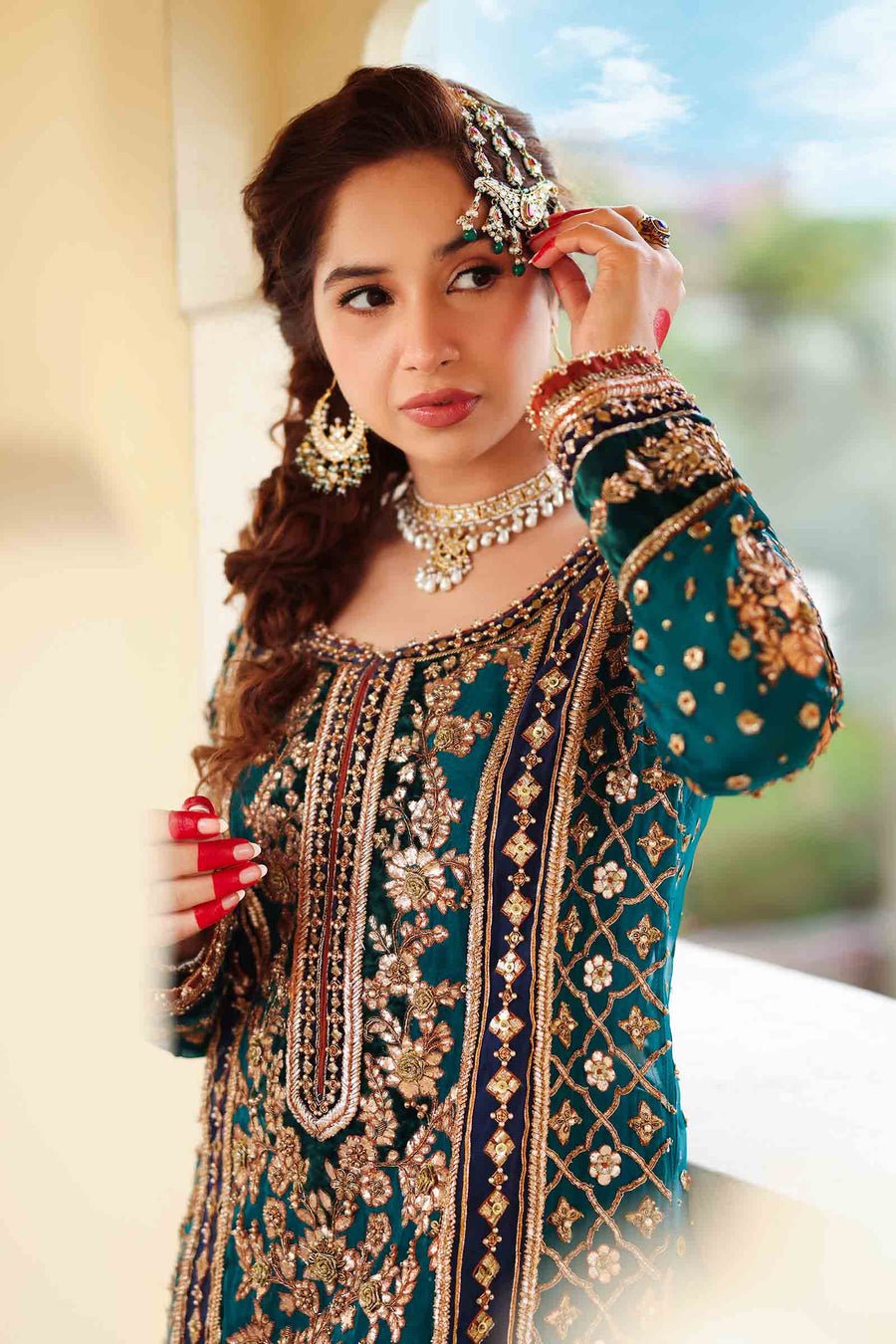 Maria B | Bridal Formals | Begum Jahanara-Brand:Maria B-Type:Ladies Clothes-Sea Green-Pure Organza-House of Maryam- Buy in UK, USA