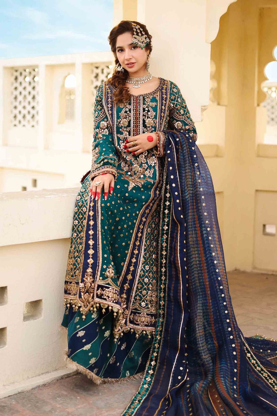 Maria B | Bridal Formals | Begum Jahanara-Brand:Maria B-Type:Ladies Clothes-Sea Green-Pure Organza-House of Maryam- Buy in UK, USA