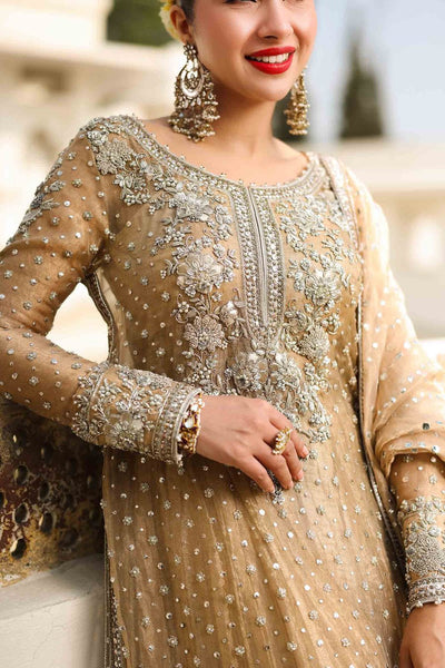 Maria B | Bridal Formals | Bibi Sultana-Brand:Maria B-Type:Ladies Clothes-Gold-Pure Tissue-House of Maryam- Buy in UK, USA