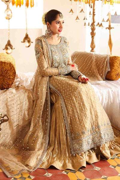 Maria B | Bridal Formals | Bibi Sultana-Brand:Maria B-Type:Ladies Clothes-Gold-Pure Tissue-House of Maryam- Buy in UK, USA