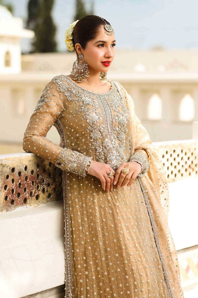Maria B | Bridal Formals | Bibi Sultana-Brand:Maria B-Type:Ladies Clothes-Gold-Pure Tissue-House of Maryam- Buy in UK, USA