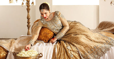 Maria B | Bridal Formals | Bibi Sultana-Brand:Maria B-Type:Ladies Clothes-Gold-Pure Tissue-House of Maryam- Buy in UK, USA