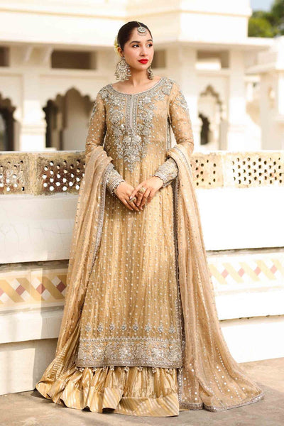 Maria B | Bridal Formals | Bibi Sultana-Brand:Maria B-Type:Ladies Clothes-Gold-Pure Tissue-House of Maryam- Buy in UK, USA