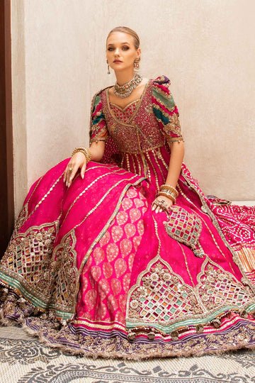 Maria B | Bridal Formals | Elfesya-Brand:Maria B-Type:Ladies Clothes-Hot Pink-Pure Organza-House of Maryam- Buy in UK, USA