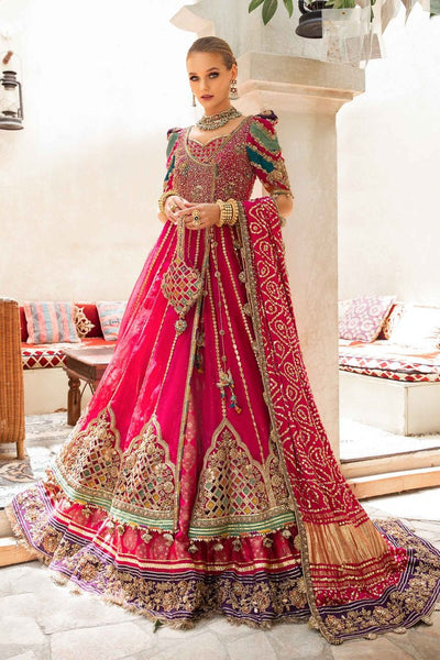 Maria B | Bridal Formals | Elfesya-Brand:Maria B-Type:Ladies Clothes-Hot Pink-Pure Organza-House of Maryam- Buy in UK, USA