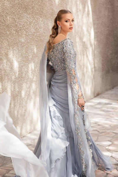 Maria B | Bridal Formals | Freya-Brand:Maria B-Type:Ladies Clothes-Gray-Pure Chiffon-House of Maryam- Buy in UK, USA