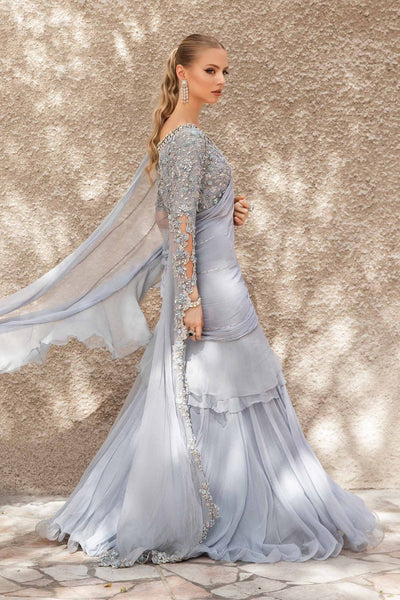 Maria B | Bridal Formals | Freya-Brand:Maria B-Type:Ladies Clothes-Gray-Pure Chiffon-House of Maryam- Buy in UK, USA