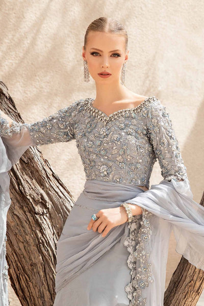 Maria B | Bridal Formals | Freya-Brand:Maria B-Type:Ladies Clothes-Gray-Pure Chiffon-House of Maryam- Buy in UK, USA