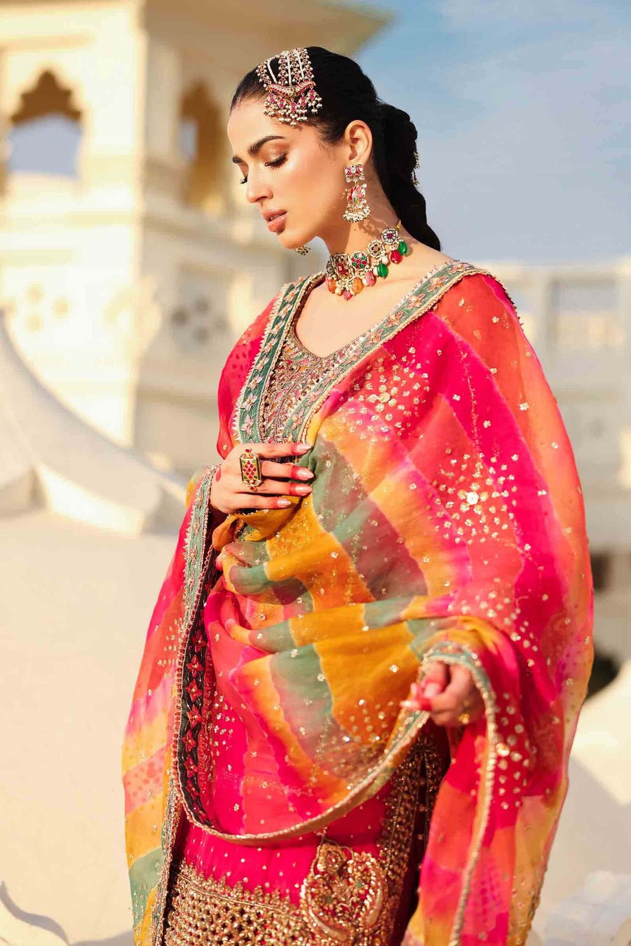 Maria B | Bridal Formals | Hur-ul-Nisa-Brand:Maria B-Type:Ladies Clothes-Hot Pink-Pure Organza-House of Maryam- Buy in UK, USA