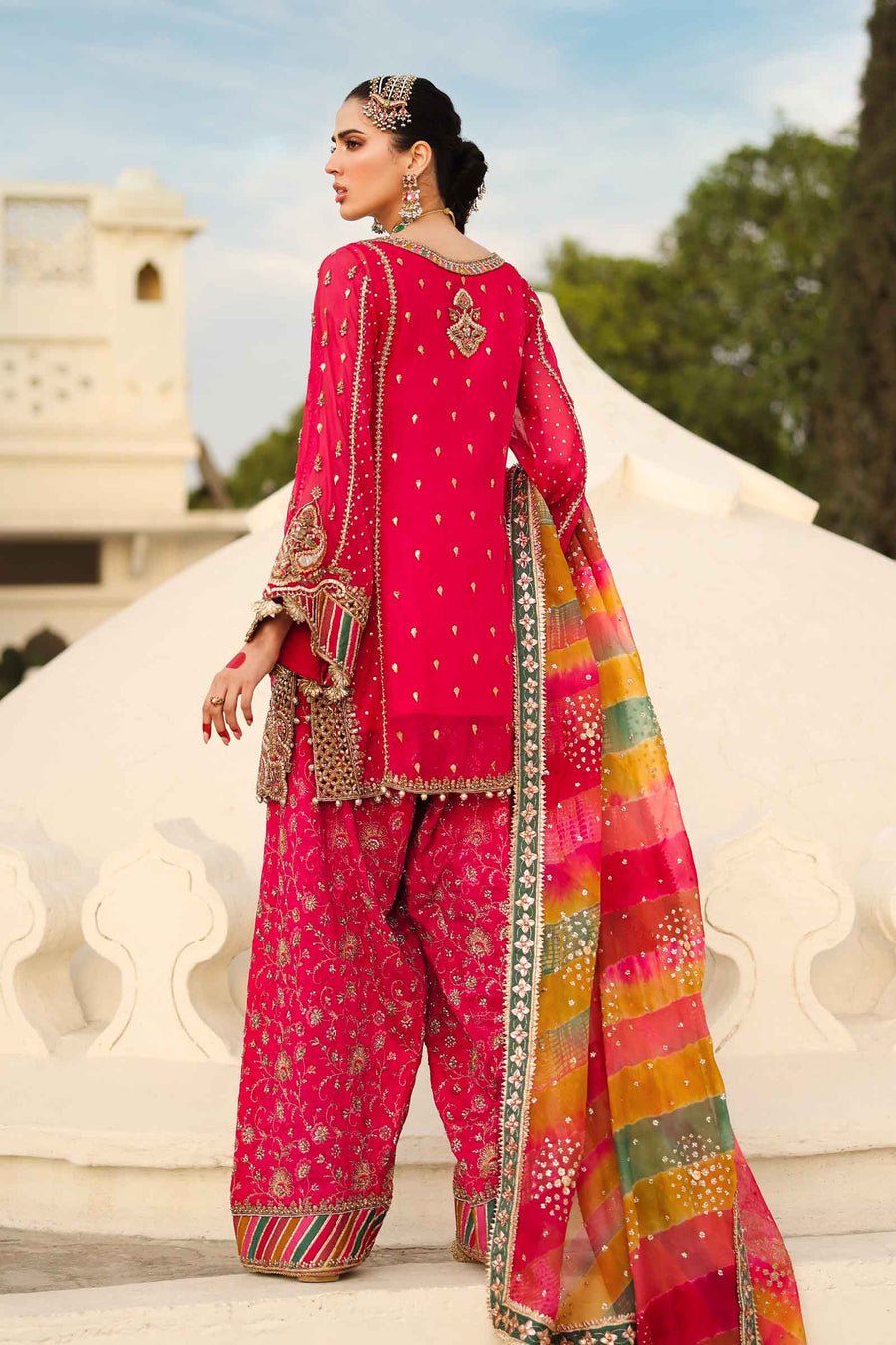 Maria B | Bridal Formals | Hur-ul-Nisa-Brand:Maria B-Type:Ladies Clothes-Hot Pink-Pure Organza-House of Maryam- Buy in UK, USA