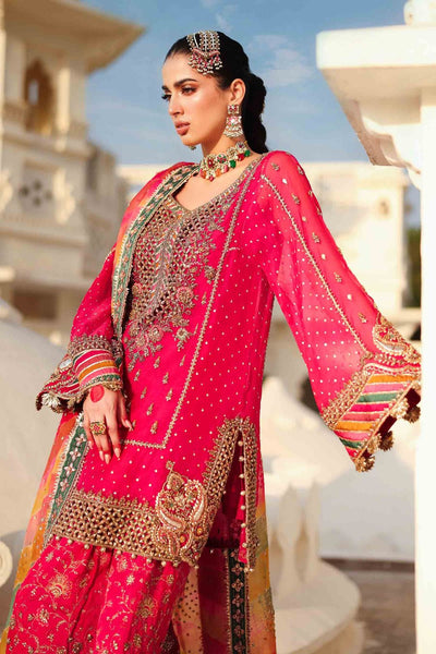 Maria B | Bridal Formals | Hur-ul-Nisa-Brand:Maria B-Type:Ladies Clothes-Hot Pink-Pure Organza-House of Maryam- Buy in UK, USA