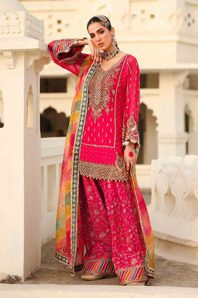 Maria B | Bridal Formals | Hur-ul-Nisa-Brand:Maria B-Type:Ladies Clothes-Hot Pink-Pure Organza-House of Maryam- Buy in UK, USA