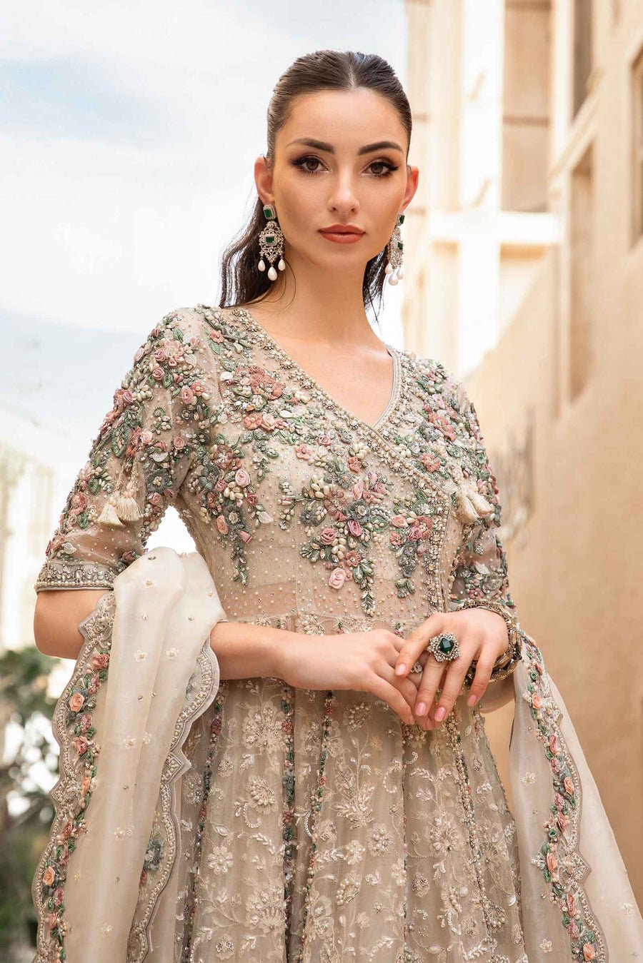 Maria B | Bridal Formals | Irem-Brand:Maria B-Type:Ladies Clothes-Coffee-Organza-House of Maryam- Buy in UK, USA