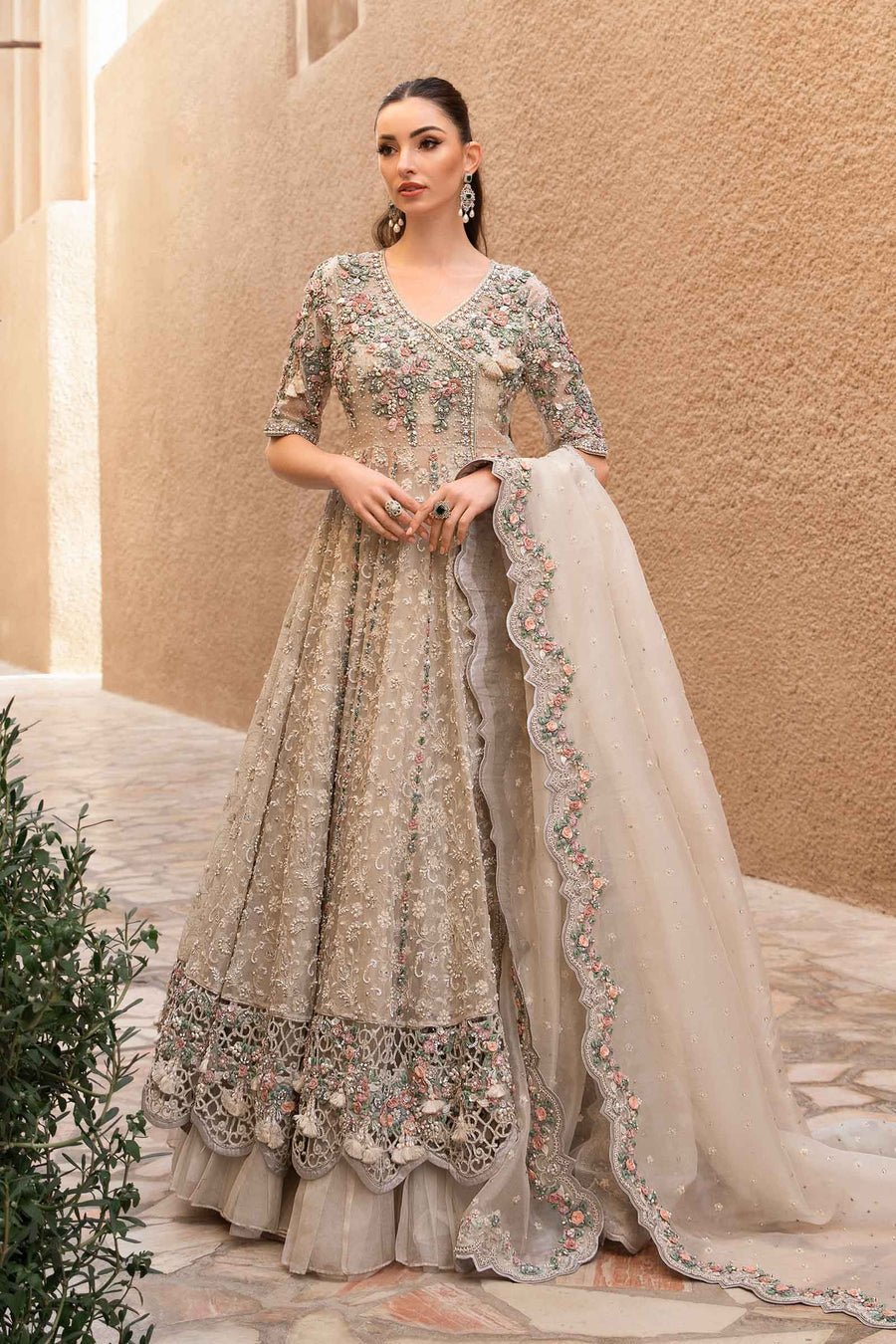 Maria B | Bridal Formals | Irem-Brand:Maria B-Type:Ladies Clothes-Coffee-Organza-House of Maryam- Buy in UK, USA