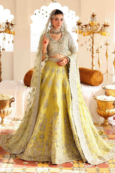 Maria B | Bridal Formals | Malika Jahan-Brand:Maria B-Type:Ladies Clothes-Lime Yellow-Poly Net-House of Maryam- Buy in UK, USA