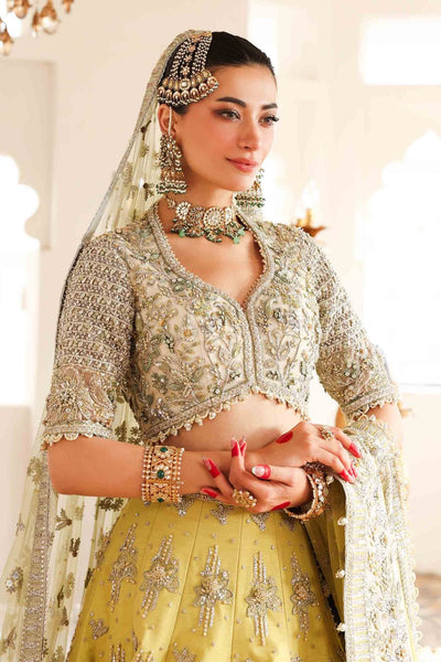 Maria B | Bridal Formals | Malika Jahan-Brand:Maria B-Type:Ladies Clothes-Lime Yellow-Pure Organza-House of Maryam- Buy in UK, USA