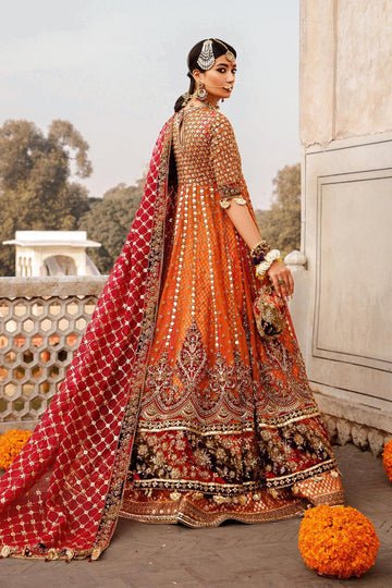 Maria B | Bridal Formals | Manar-Brand:Maria B-Type:Ladies Clothes-Rust-Pure Organza-House of Maryam- Buy in UK, USA