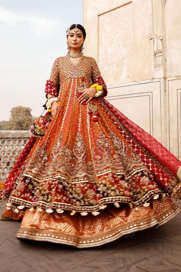 Maria B | Bridal Formals | Manar-Brand:Maria B-Type:Ladies Clothes-Rust-Pure Organza-House of Maryam- Buy in UK, USA