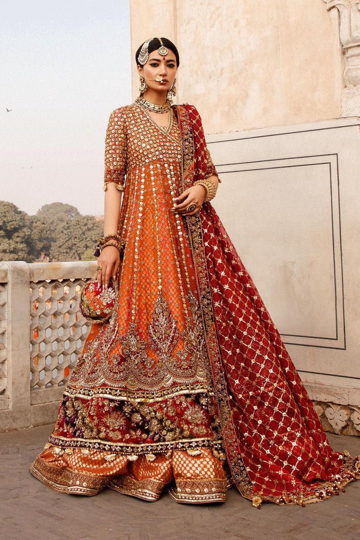 Maria B | Bridal Formals | Manar-Brand:Maria B-Type:Ladies Clothes-Rust-Pure Organza-House of Maryam- Buy in UK, USA