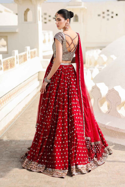 Maria B | Bridal Formals | Mumtaz Mahal-Brand:Maria B-Type:Ladies Clothes-Deep Red-Poly Net-House of Maryam- Buy in UK, USA