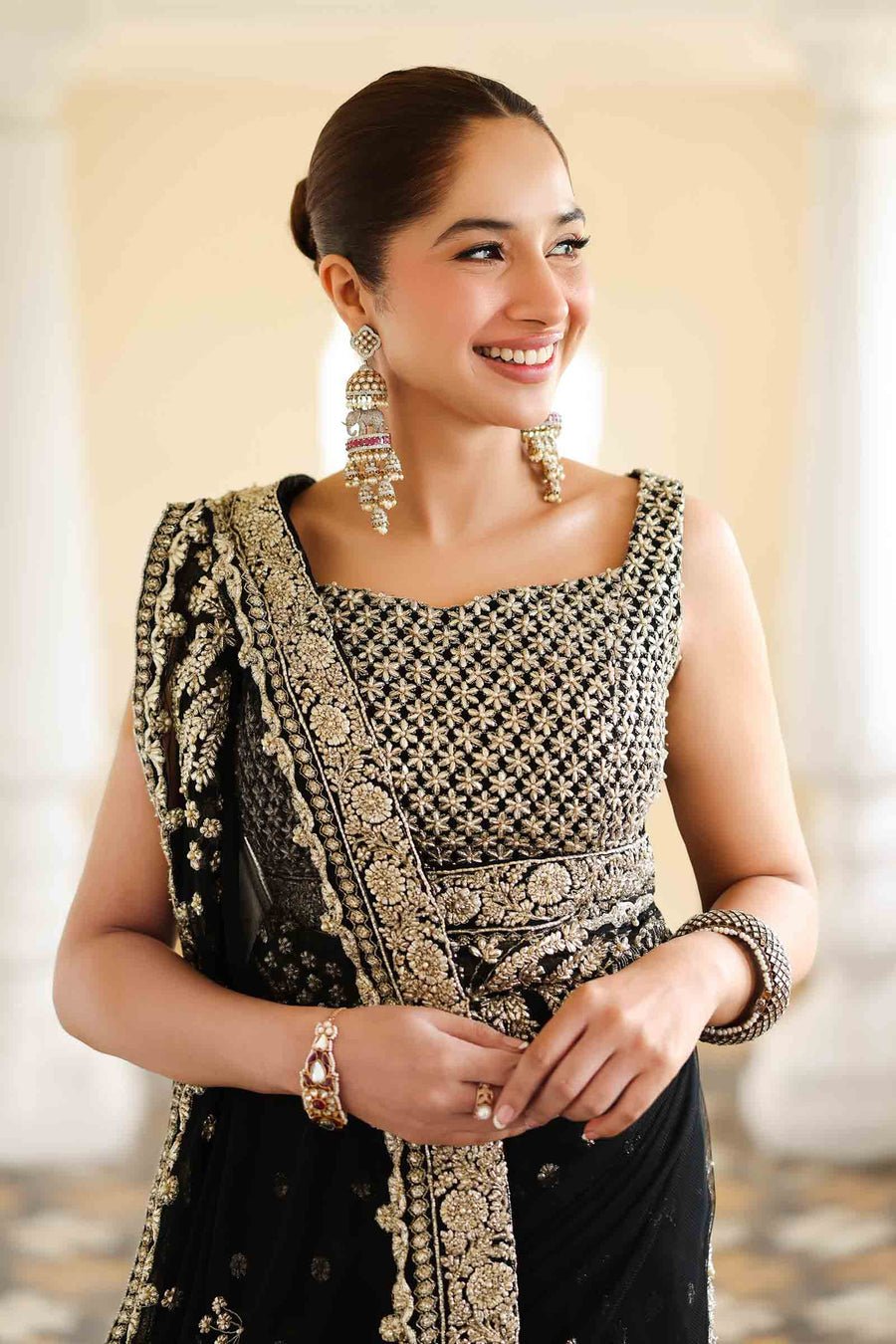 Maria B | Bridal Formals | Nawab Jan-Brand:Maria B-Type:Ladies Clothes-Black-Poly Net-House of Maryam- Buy in UK, USA