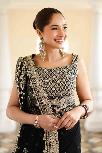 Maria B | Bridal Formals | Nawab Jan-Brand:Maria B-Type:Ladies Clothes-Black-Poly Net-House of Maryam- Buy in UK, USA