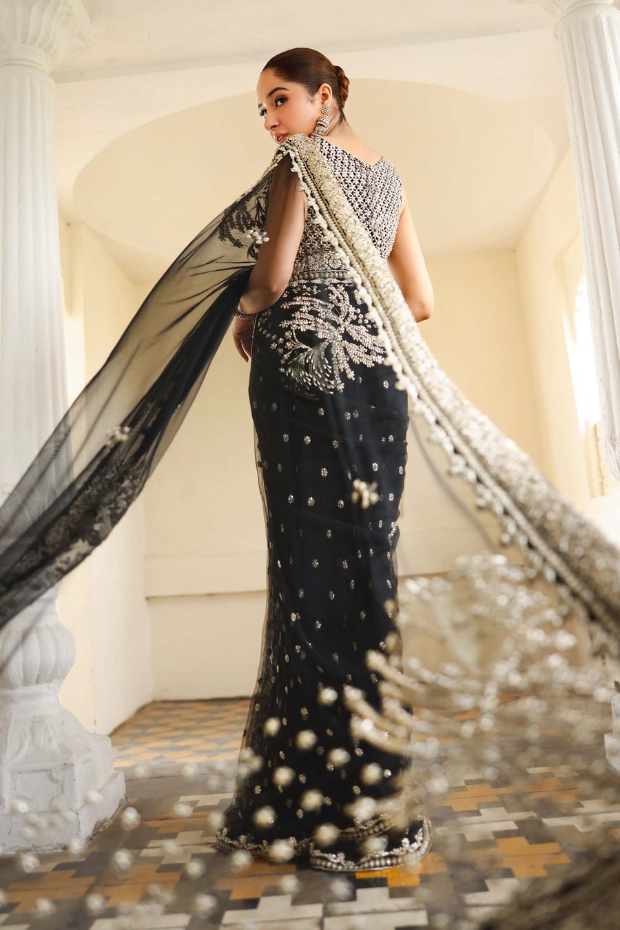 Maria B | Bridal Formals | Nawab Jan-Brand:Maria B-Type:Ladies Clothes-Black-Poly Net-House of Maryam- Buy in UK, USA