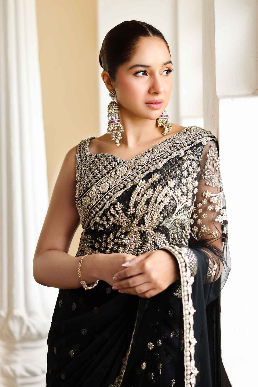 Maria B | Bridal Formals | Nawab Jan-Brand:Maria B-Type:Ladies Clothes-Black-Poly Net-House of Maryam- Buy in UK, USA