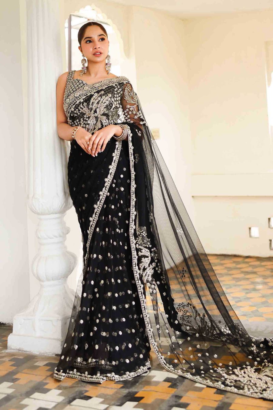 Maria B | Bridal Formals | Nawab Jan-Brand:Maria B-Type:Ladies Clothes-Black-Poly Net-House of Maryam- Buy in UK, USA