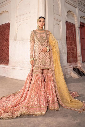 Maria B | Bridal Formals | Orit-Brand:Maria B-Type:Ladies Clothes-Peach Pink-Pure Organza-House of Maryam- Buy in UK, USA