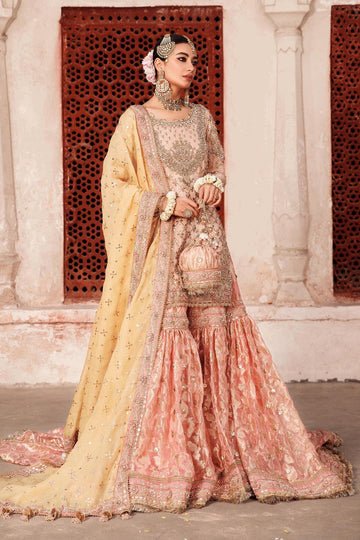 Maria B | Bridal Formals | Orit-Brand:Maria B-Type:Ladies Clothes-Peach Pink-Pure Organza-House of Maryam- Buy in UK, USA