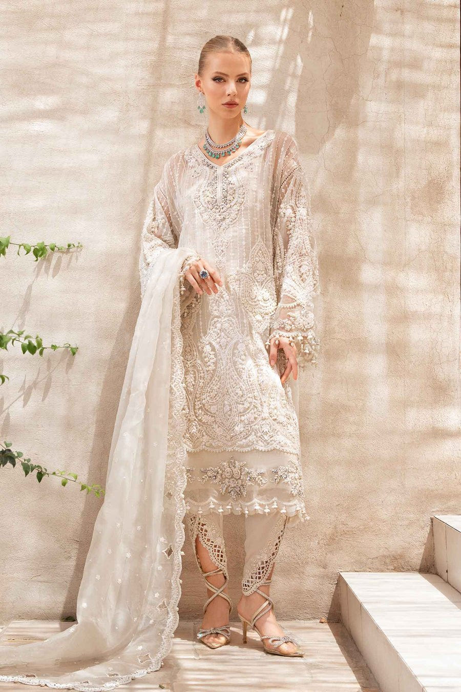 Maria B | Bridal Formals | Pearla-Brand:Maria B-Type:Ladies Clothes-Off White-Pure Organza-House of Maryam- Buy in UK, USA
