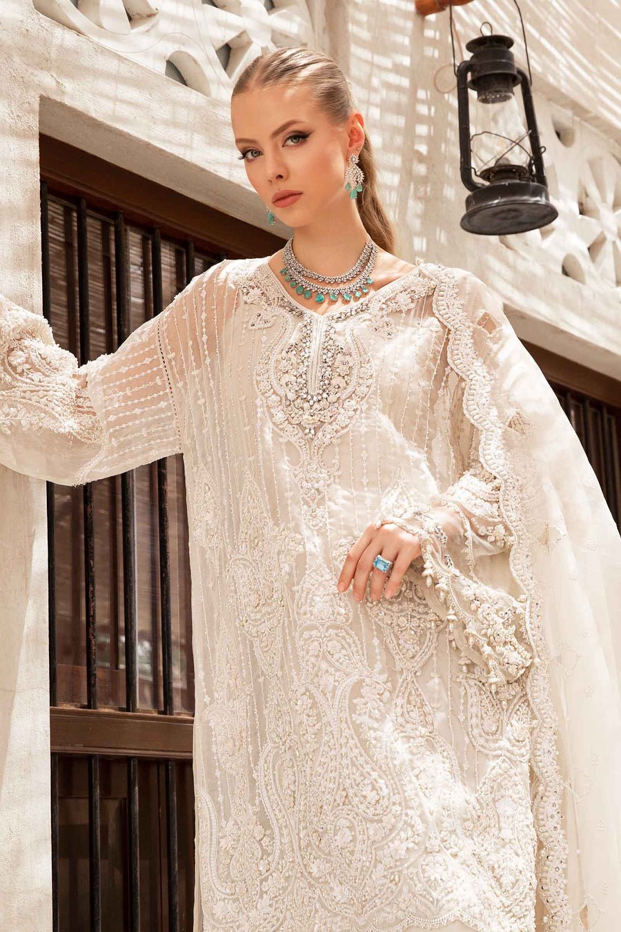 Maria B | Bridal Formals | Pearla-Brand:Maria B-Type:Ladies Clothes-Off White-Pure Organza-House of Maryam- Buy in UK, USA