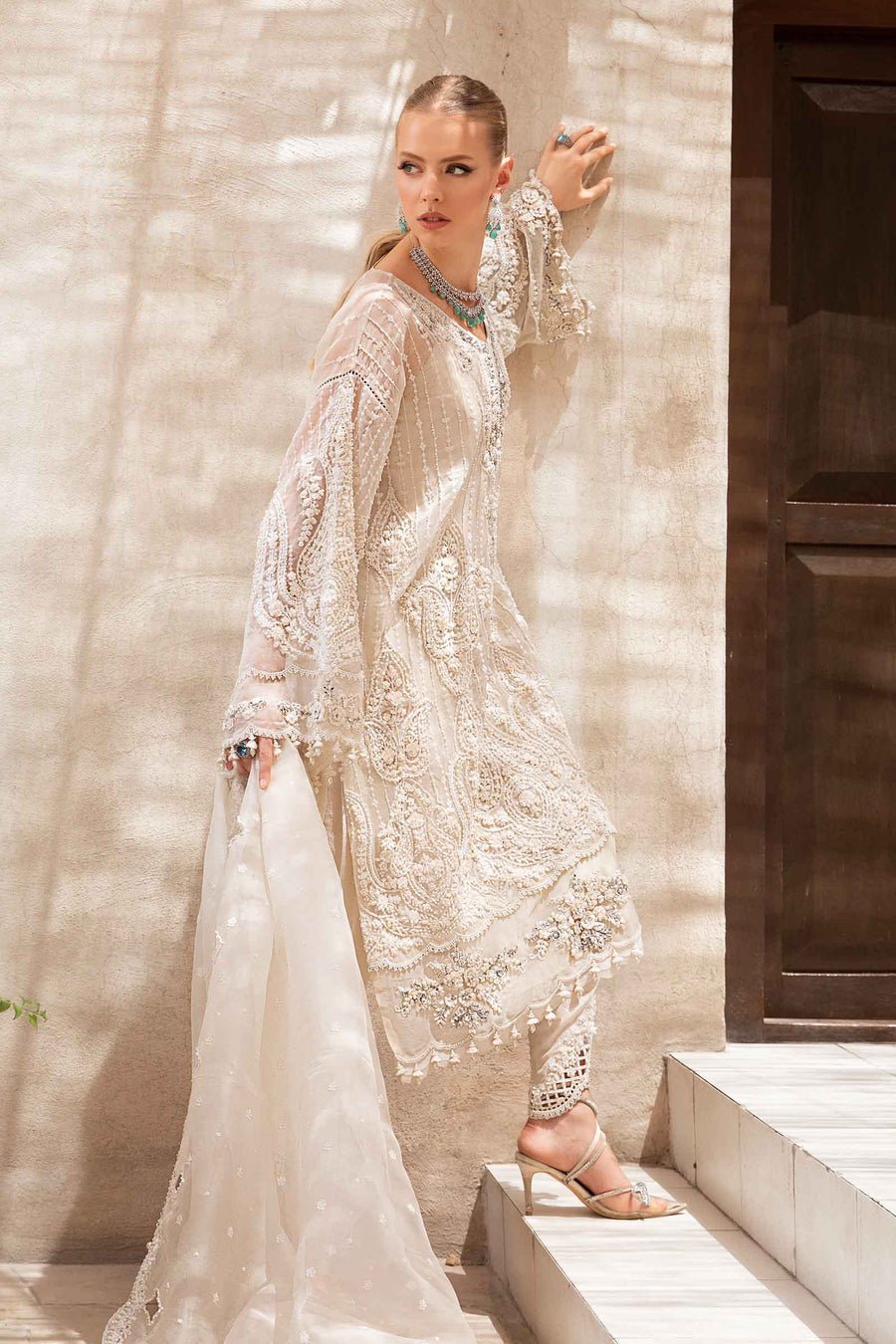 Maria B | Bridal Formals | Pearla-Brand:Maria B-Type:Ladies Clothes-Off White-Pure Organza-House of Maryam- Buy in UK, USA
