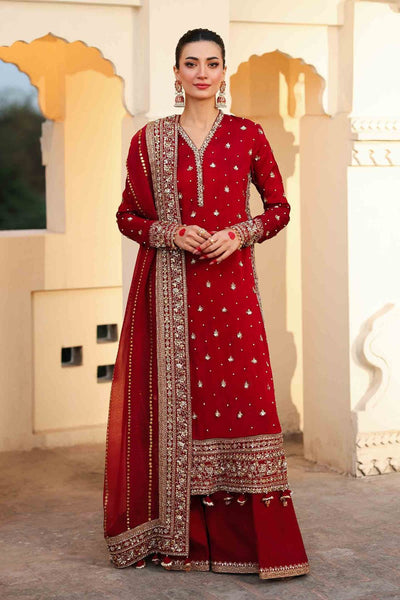 Maria B | Bridal Formals | Shahzadi Khanum-Brand:Maria B-Type:Ladies Clothes-Maroon-Raw Silk-House of Maryam- Buy in UK, USA
