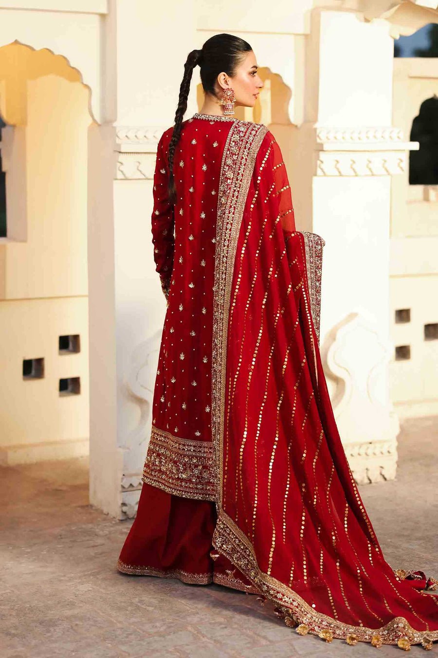 Maria B | Bridal Formals | Shahzadi Khanum-Brand:Maria B-Type:Ladies Clothes-Maroon-Raw Silk-House of Maryam- Buy in UK, USA