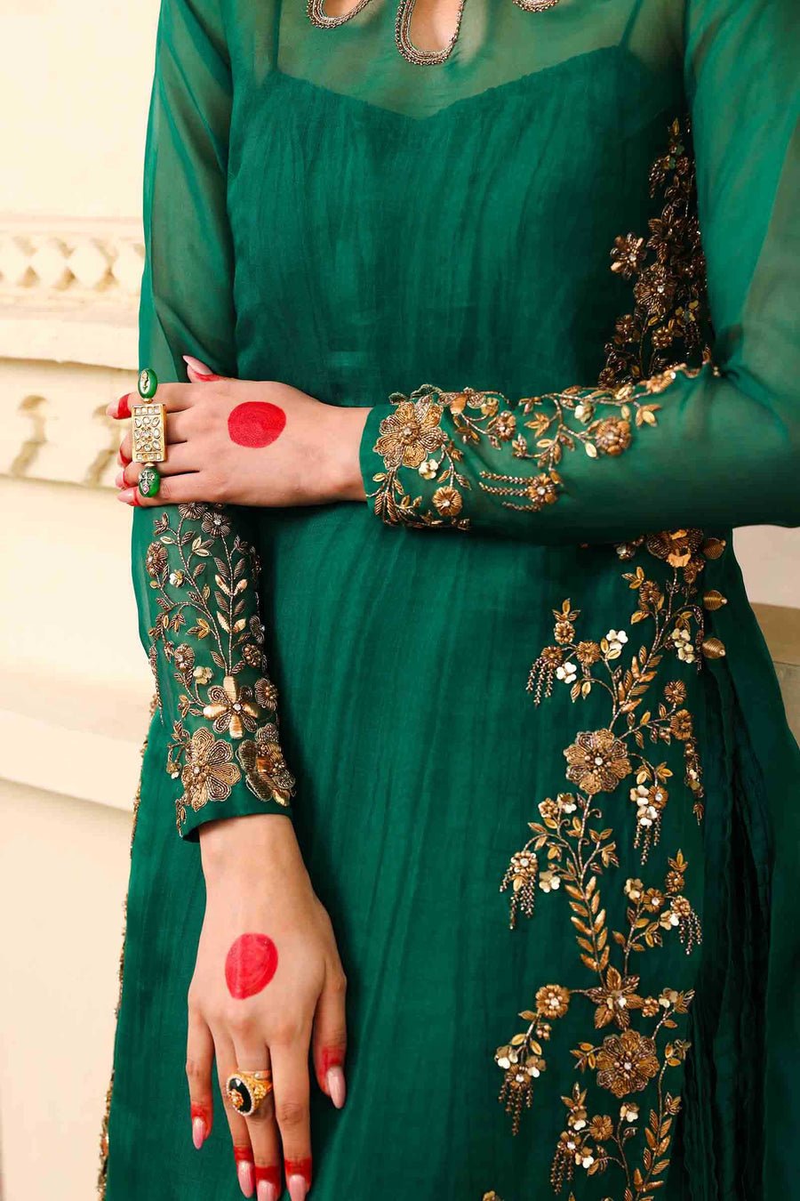 Maria B | Bridal Formals | Zamrood Ara-Brand:Maria B-Type:Ladies Clothes-Emerald Green-Pure Organza-House of Maryam- Buy in UK, USA