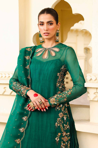 Maria B | Bridal Formals | Zamrood Ara-Brand:Maria B-Type:Ladies Clothes-Emerald Green-Pure Organza-House of Maryam- Buy in UK, USA