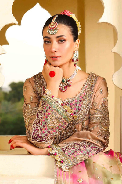 Maria B | Bridal Formals | Zeenat-un-Nisa-Brand:Maria B-Type:Ladies Clothes-Peach Pink-Pure Organza-House of Maryam- Buy in UK, USA