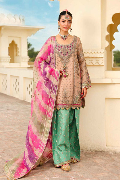 Maria B | Bridal Formals | Zeenat-un-Nisa-Brand:Maria B-Type:Ladies Clothes-Peach Pink-Pure Organza-House of Maryam- Buy in UK, USA