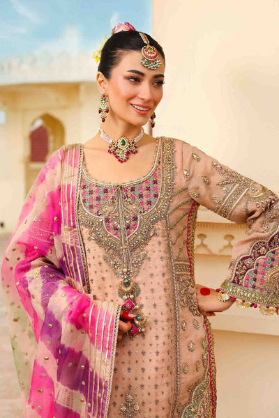 Maria B | Bridal Formals | Zeenat-un-Nisa-Brand:Maria B-Type:Ladies Clothes-Peach Pink-Pure Organza-House of Maryam- Buy in UK, USA
