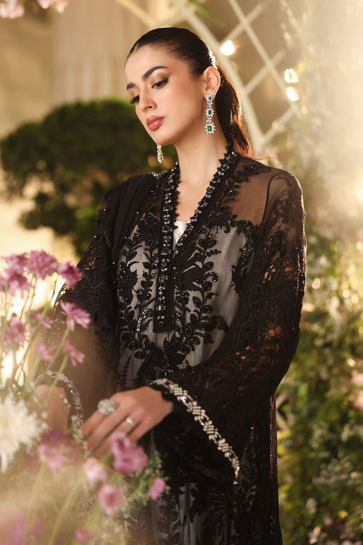 Maria b | Chiffon Formals 26 | MPC-26-101-Black-Brand:Maria B-Type:Ladies Clothes-Black-Chiffon-House of Maryam- Buy in UK, USA