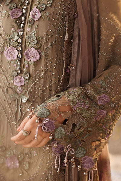 Maria b | Chiffon Formals 26 | MPC-26-102-Muted Mocha Brown-Brand:Maria B-Type:Ladies Clothes-Mocha-Chiffon-House of Maryam- Buy in UK, USA