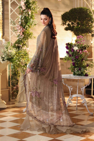 Maria b | Chiffon Formals 26 | MPC-26-102-Muted Mocha Brown-Brand:Maria B-Type:Ladies Clothes-Mocha-Chiffon-House of Maryam- Buy in UK, USA
