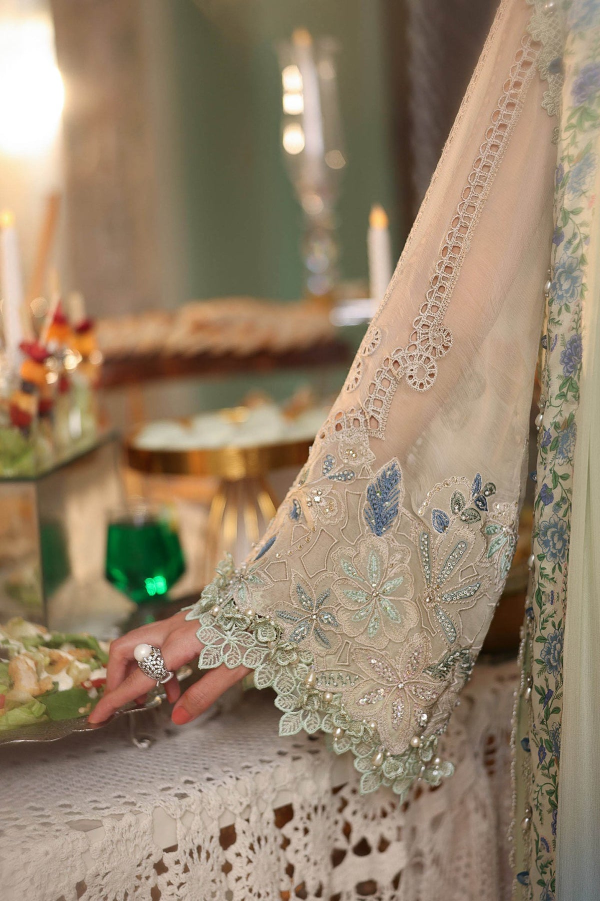 Maria b | Chiffon Formals 26 | MPC-26-105-Pistachio Green-Brand:Maria B-Type:Ladies Clothes-Apple Green-Chiffon-House of Maryam- Buy in UK, USA